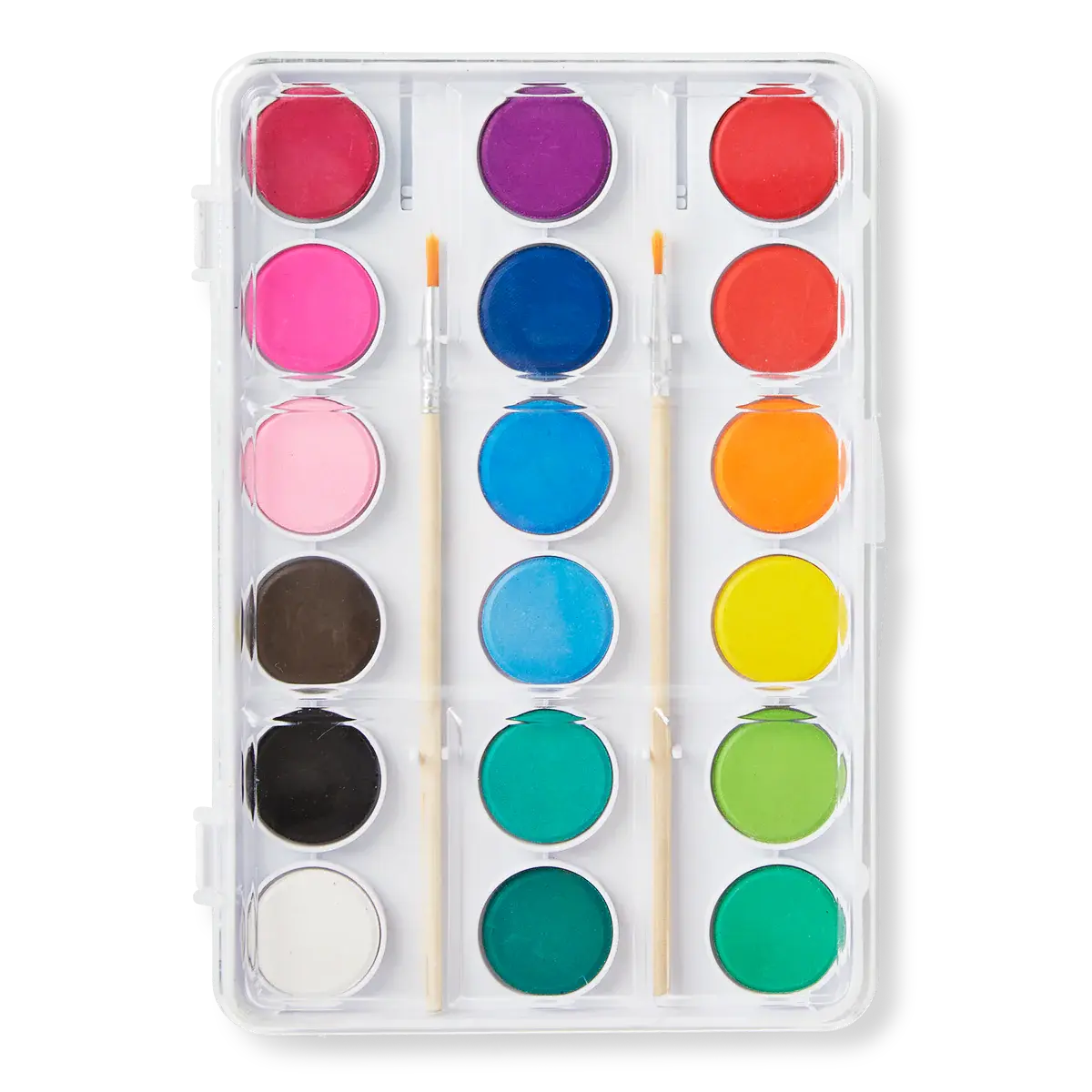 2 Fırçalı ve 18 Renkli Sulu Boya Paleti Seti