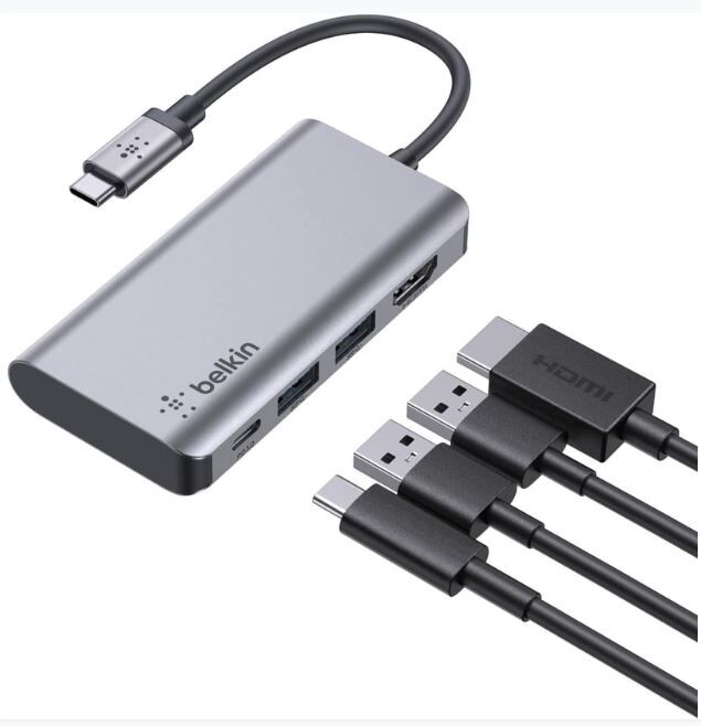 Belkin USB C 4'ü 1 Arada Çok Bağlantı Noktalı Adaptör