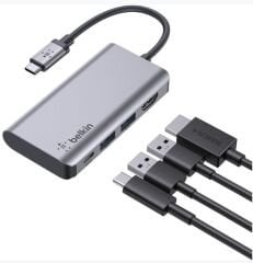 Belkin USB C 4'ü 1 Arada Çok Bağlantı Noktalı Adaptör