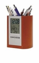 Ahşap Dijital Saat, Tarih ve Isı Derecesi Gösteren Kalemlik