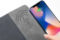 15W Kablosuz Hızlı Şarj Özellikli Deri Mouse Pad