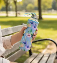 Çiçekli 500ml Cam Matara