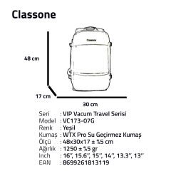 Classone Vacum Travel Serisi 14,15.6, 17,3 inç Laptop Sırt Çantası- Yeşil