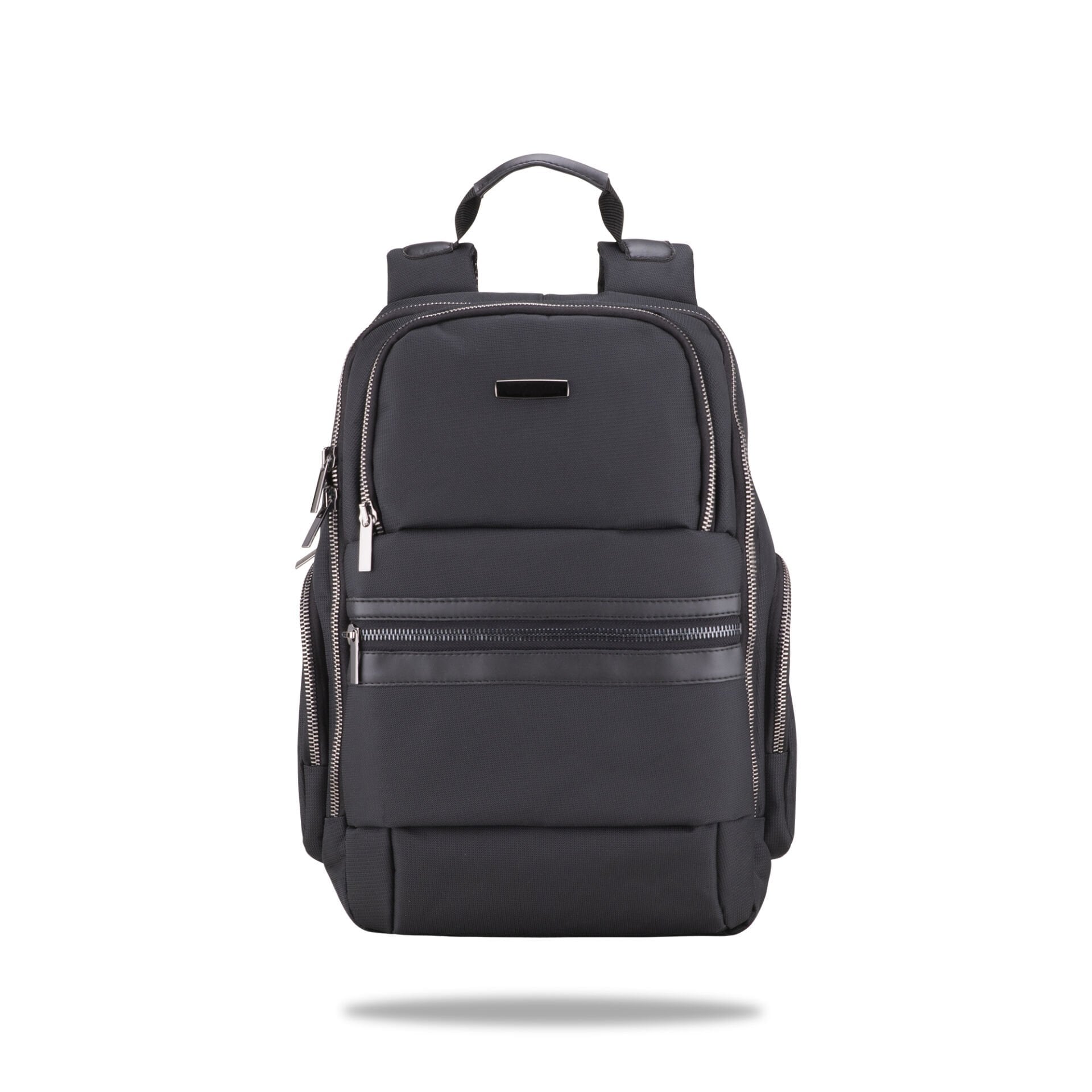 Purse Serisi, Metal aksesuar,15.6 inch WTXPro Su Geçirmez Kumaş Laptop, Notebook, Macbook Sırt Çantası-Siyah