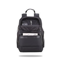Purse Serisi, Metal aksesuar,15.6 inch WTXPro Su Geçirmez Kumaş Laptop, Notebook, Macbook Sırt Çantası-Siyah