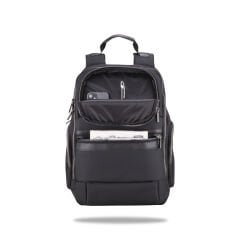 Purse Serisi, Metal aksesuar,15.6 inch WTXPro Su Geçirmez Kumaş Laptop, Notebook, Macbook Sırt Çantası-Siyah