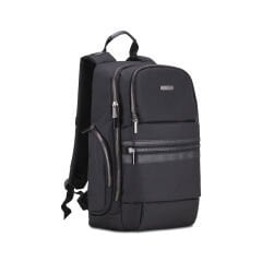 Purse Serisi, Metal aksesuar,15.6 inch WTXPro Su Geçirmez Kumaş Laptop, Notebook, Macbook Sırt Çantası-Siyah
