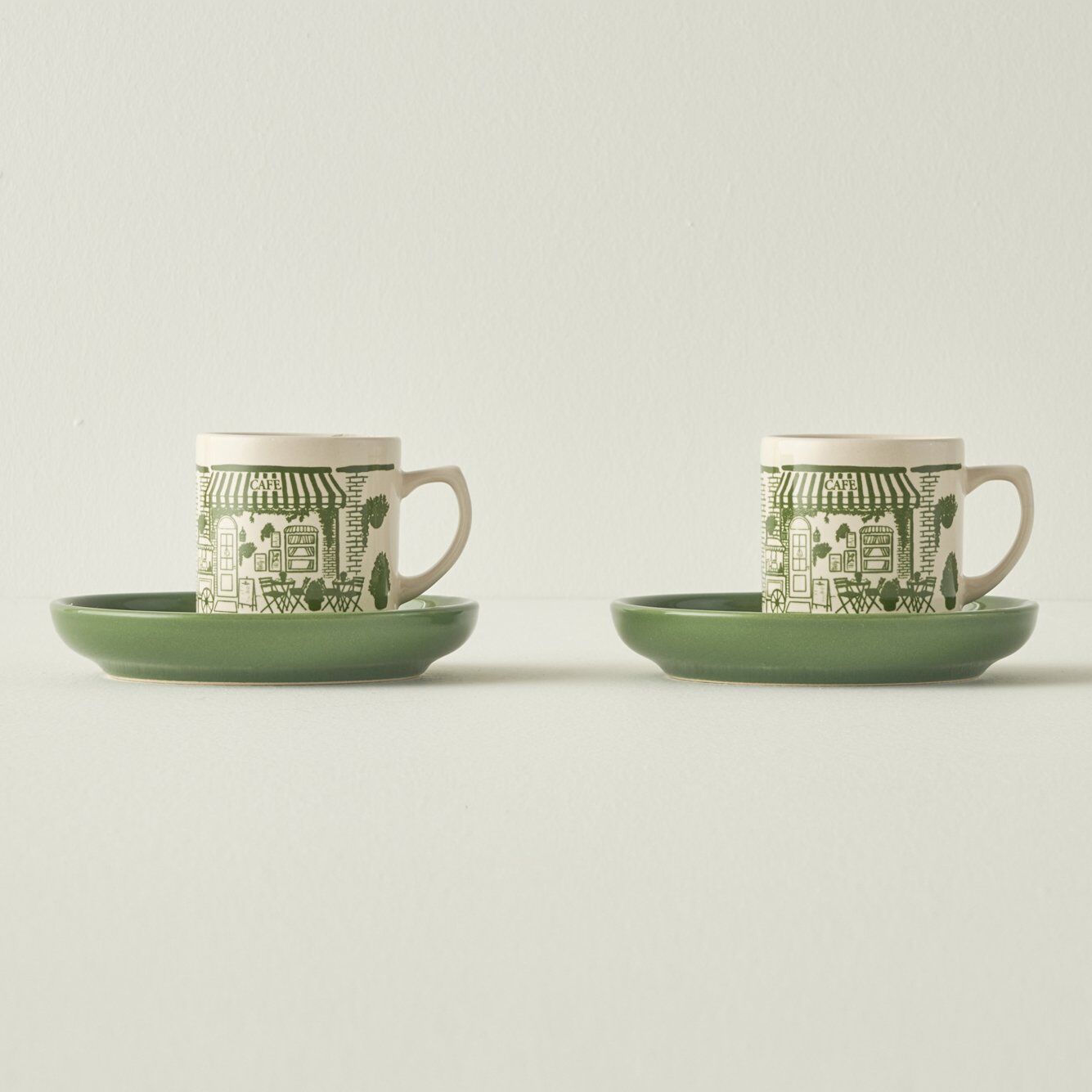 Scene Seramik 2'li Kahve Fincanı Seti Yeşil
