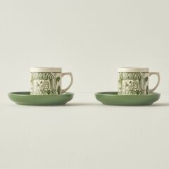 Scene Seramik 2'li Kahve Fincanı Seti Yeşil