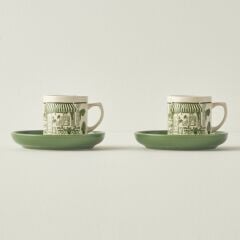 Scene Seramik 2'li Kahve Fincanı Seti Yeşil