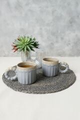 Shizen Gri İnci Kulplu Senta Kupa 8 Cm 2 Adet