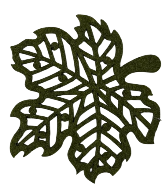 Yaprak Desenli Keçe Bardak Altlığı