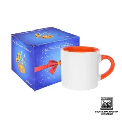 Porselen Nescafe Kulbu ve İçi Renkli Kupa Bardak Kutulu - Logo Baskılı