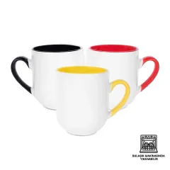 Porselen Kulbu ve İçi Renkli Kupa Bardak Kutulu - Logo Baskılı