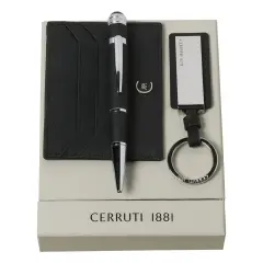 Cerruti 1881 - Tükenmez Kalem, Anahtarlık ve Kartlık - Siyah