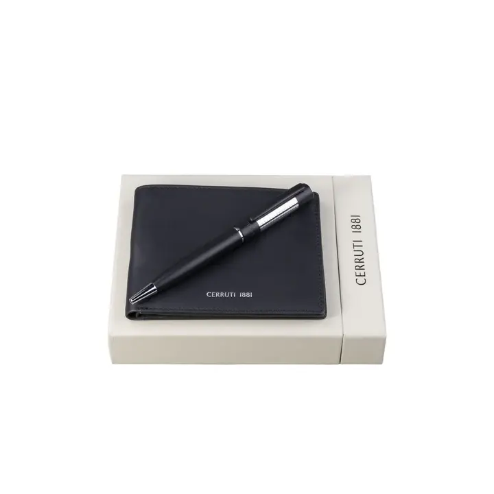 Cerruti 1881 - Set (Tükenmez Kalem ve Cüzdan) Siyah