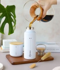 Qmatara Beyaz Termos Mug Set 500 ml