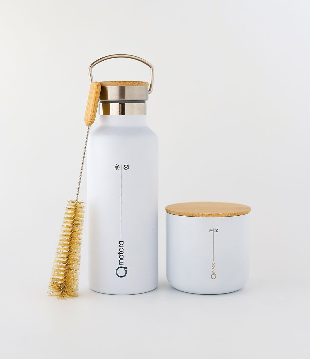 Qmatara Beyaz Termos Mug Set 500 ml