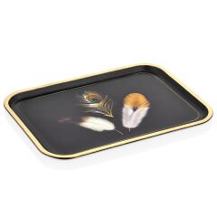 Toya Tepsi Dikdörtgen Siyah Gold