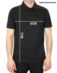 Polo Yaka Siyah Tişört - Dijital Baskılı