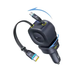 Baseus PrimeTrip VR2 Max Araç Şarj Cihazı, Geri Çekilebilir Kablo 3C+U 163W
