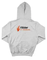 Baskılı Kapüşonlu Sweatshirt Gri- 3 İplik Şardonsuz