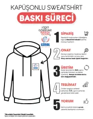 Baskılı Kapüşonlu Sweatshirt Gri- 3 İplik Şardonsuz