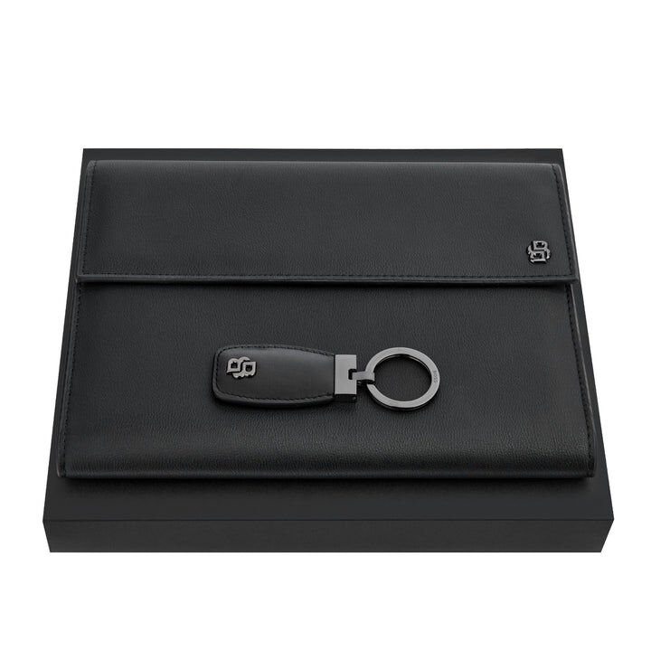 Hugo Boss - Set Double B Siyah ve Gun (A5 Klasörü ve Anahtarlık)