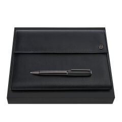Hugo Boss - Set Siyah ve Gun (Tükenmez Kalem ve A5 Klasör)