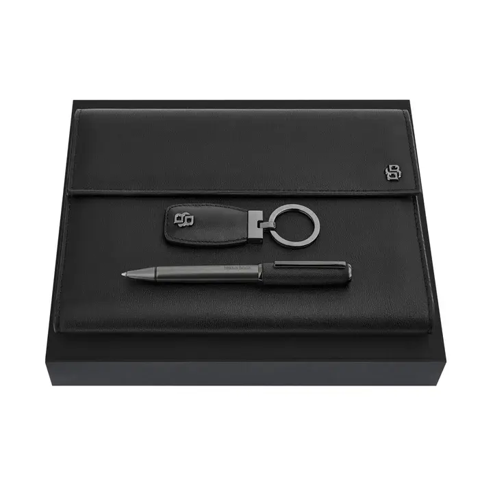 Hugo Boss - Set Siyah ve Gun (Tükenmez Kalem, A5 Klasör ve Anahtarlık)