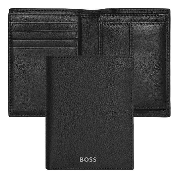 Hugo Boss - Kapaklı ve Para Cepli Kartlık Klasik Desenli Siyah