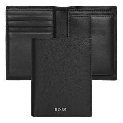 Hugo Boss - Kapaklı ve Para Cepli Kartlık Klasik Desenli Siyah