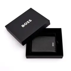 Hugo Boss - Kapaklı ve Para Cepli Kartlık Klasik Desenli Siyah
