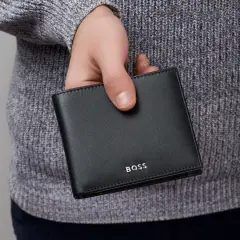 Hugo Boss - Kapaklı Para Cüzdanı Klasik Düz Siyah