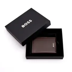Hugo Boss - Katlanır Kartlık Klasik Düz Kahverengi