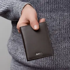 Hugo Boss - Katlanır Kartlık Klasik Düz Kahverengi