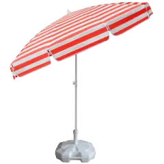 Plaj Şemsiyesi Kırmızı-Beyaz Çizgili + 20 Litre Bidonlu