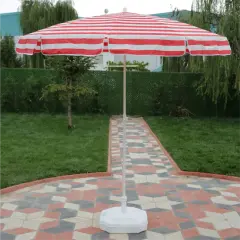 Plaj Şemsiyesi Kırmızı-Beyaz Çizgili + 20 Litre Bidonlu