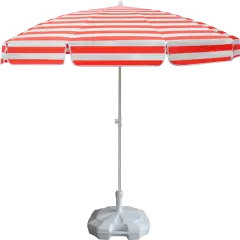 Plaj Şemsiyesi 200/8 Kırmızı-Beyaz Çizgili + 20 Litre Bidonlu