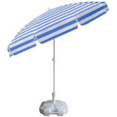 Plaj Şemsiyesi Mavi-Beyaz Çizgili + 20 Litre Bidonlu