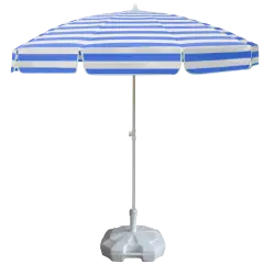 Plaj Şemsiyesi 200/8 Mavi-Beyaz Çizgili + 20 Litre Bidonlu