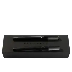 Hugo Boss - Set Gear Minimal Siyah ve Krom (Tükenmez Kalem ve Dolma Kalem)