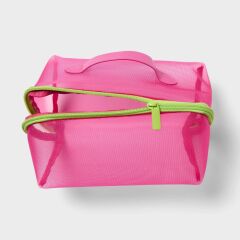 Pembe ve Yeşil File Makyaj Çantası