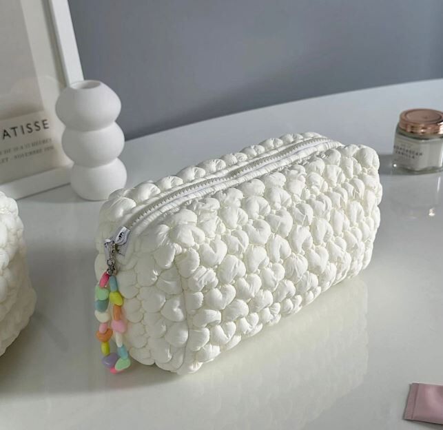 Mini Kalp Desenli Makyaj Çantası