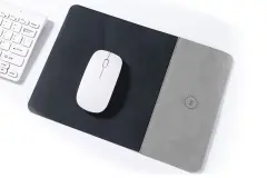 15W Kablosuz Hızlı Şarj Özellikli Deri Mouse Pad