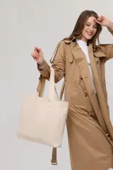 Kolon Saplı Kanvas Yatay Çanta