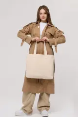 Kolon Saplı Kanvas Yatay Çanta