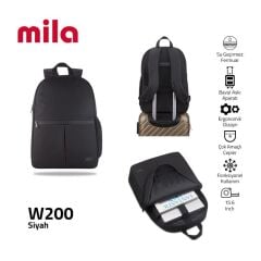 MİLA 15,6 inch - Mila serisi Macbook, Laptop , Notebook Sırt Çantası – Siyah
