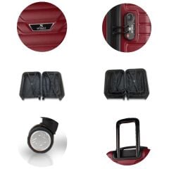 Croc Abs Kabin Orta Büyük ve Makyaj Boy Bordo 4'lü Travel Valiz Seti