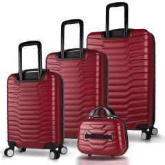 Croc Abs Kabin Orta Büyük ve Makyaj Boy Bordo 4'lü Travel Valiz Seti